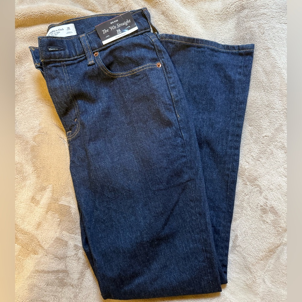 Abercrombie & Fitch 90s Straight Leg Curve Love Jeans, Mid Rise